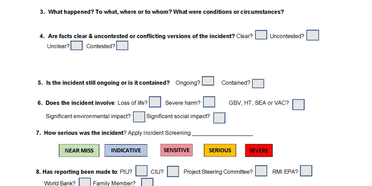 GRM Form – Process a Grievance/Incident